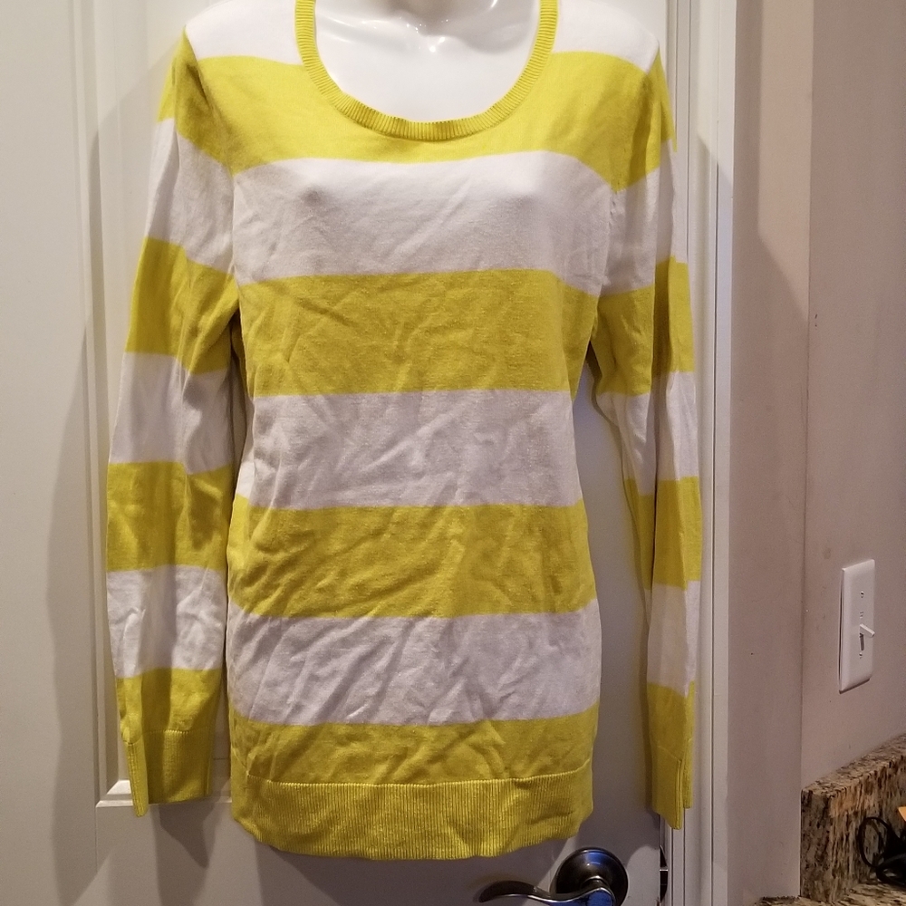 Old Navy Yellow White Striped Sweater Sz X… - Picture 4 of 6